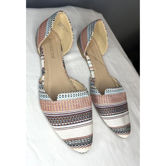 Restricted Shoes Womens Size 10 D'Orsay Flats Boho Slip On Aztec Southwest Print - Picture 12 of 13